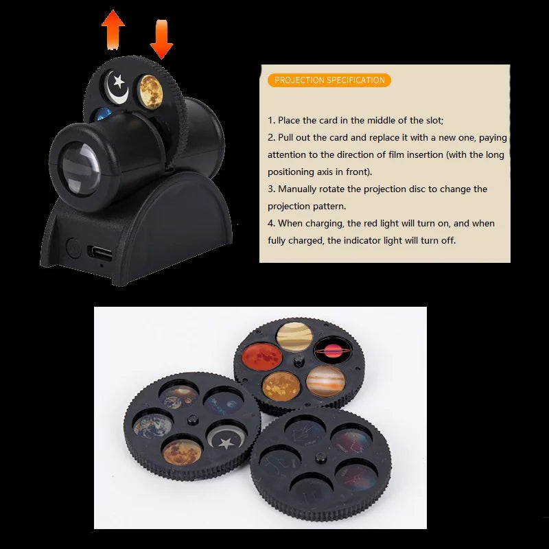 Earth Moon Light Ins Moon Projector Light Starry Sky Projector Rotate Planetarium Lamp Wall Lights room decor led Night Light-Serilas