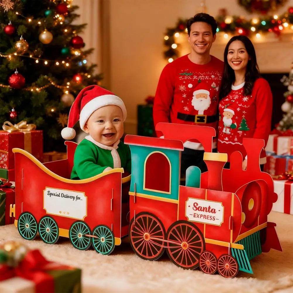 Christmas Gift Train Christmas Train Decoration Festive Christmas Train Toy Set with Santa Gift Boxes Gingerbread Ornaments-Serilas