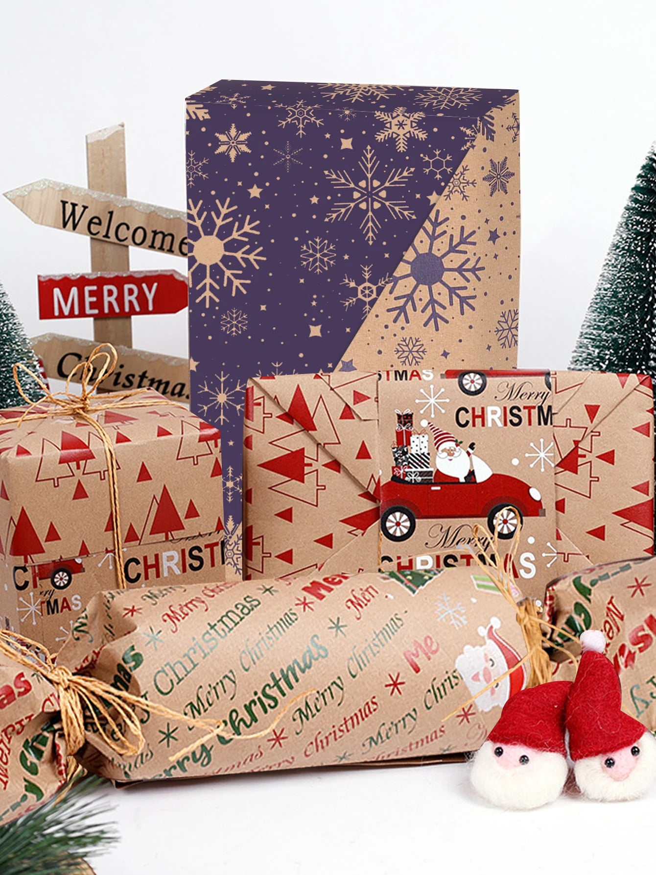 Christmas Gift Wrapping Paper Christmas Trees Handmade Paper Gift Wrapping Paper Flower Bouquet Packaging Paper-Serilas