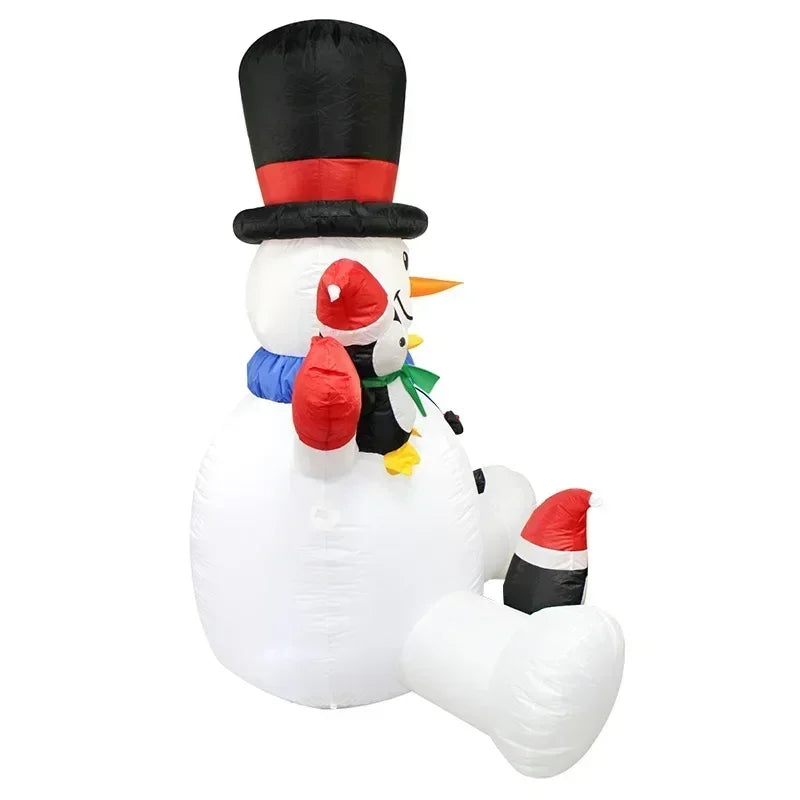 Christmas Inflatable Snowman Penguin Model Outdoor Party with Colorful Lights Interesting Decorations-Serilas