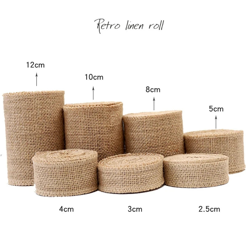 Natural Jute Burlap 5M/Roll Hessian Ribbon for Vintage Rustic Wedding Decoration Ornament Festival Gift Party DIY Craft Supplies-Serilas