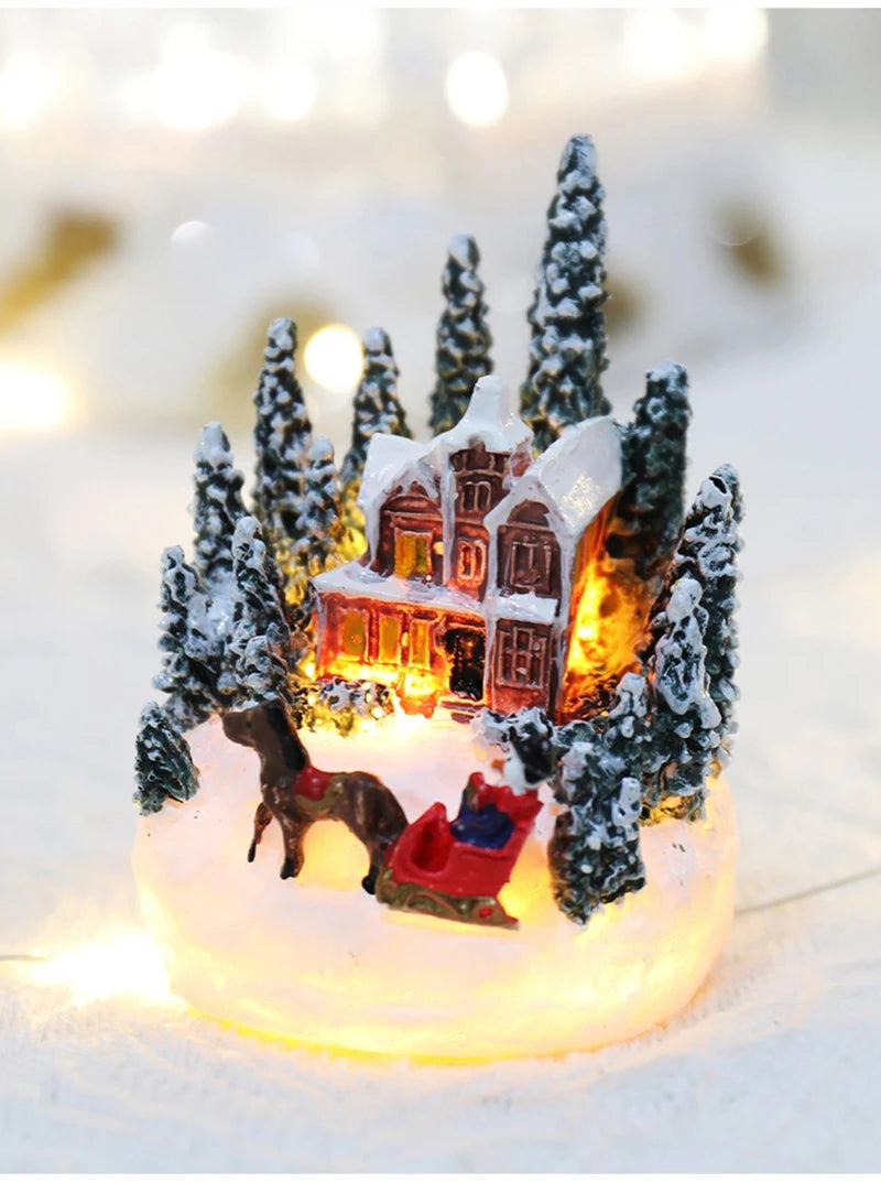 Christmas Decorations  LED Night Lights Luminous Micro Landscape House Children's Creative Gift Christmas New Year Ornaments-Serilas