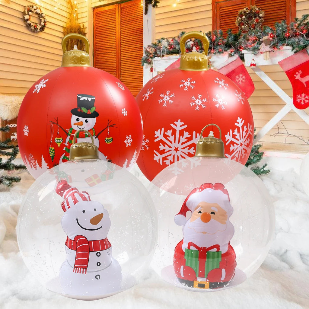 Christmas Giant Inflatable Christmas Ball Outdoor Inflatable Decor Snowman Santa Claus PVC Inflatable Decorated Transparent Ball-Serilas