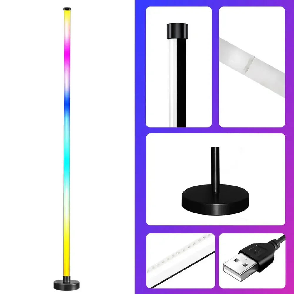 RGB Floor Lamp Modern Floor Lamp Music Sync 10W Standing Floor Lamp Ambient Lighting with App Remote Control for Bedrooms Living-Serilas
