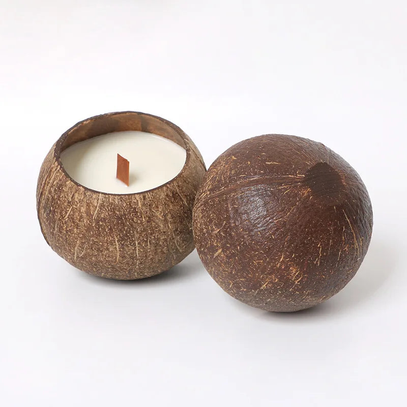 Creative Rough Coconut Shell Candle Holder (No Candle) Coconut Candlestick Romantic Decor Household Ornaments-Serilas