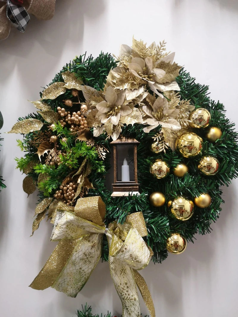 Christmas Wreath for Front Door Red Gold Window Wall Door Decorations 2024 Christmas Garland Ornament Guirnalda Navidad-Serilas