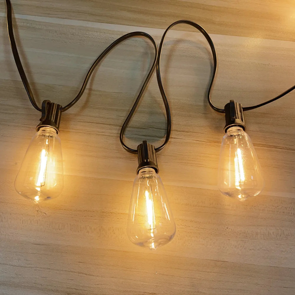 LED ST38 Solar String Lights for Outside, USB & Solar Dual Charging Outdoor String Lights for Porch Garden Camping-Serilas