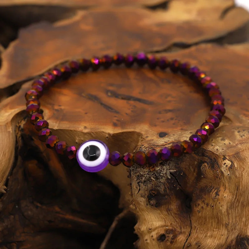 Multicolor Crystal Beaded Elastic Bracelets for Women Boho Jewelry Evil Eye Charm Bracelet Female Girl Gifts Wholesale-Serilas