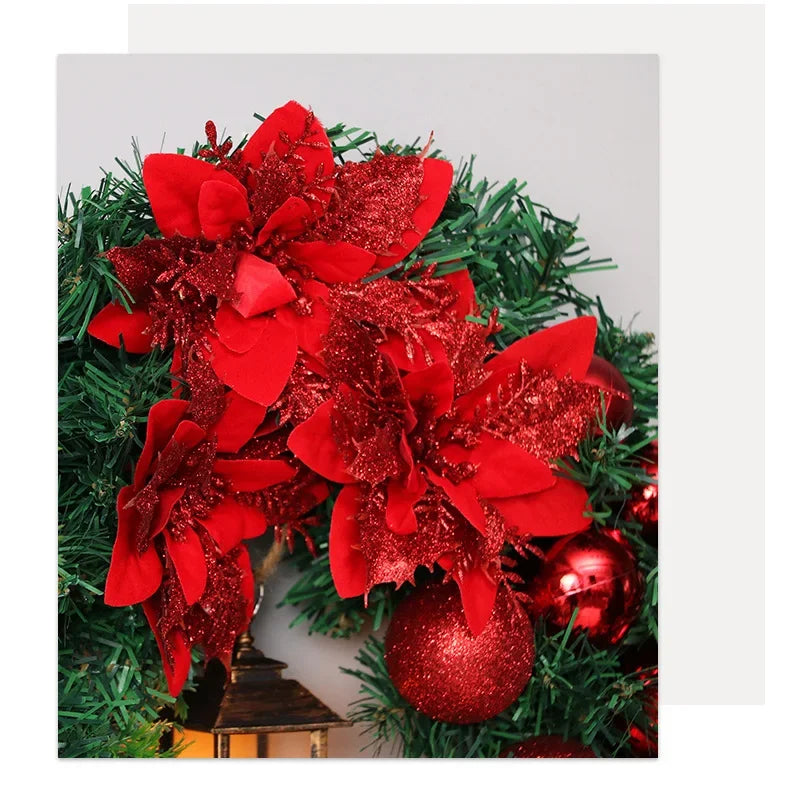 Christmas Wreath for Front Door Red Gold Window Wall Door Decorations 2024 Christmas Garland Ornament Guirnalda Navidad-Serilas