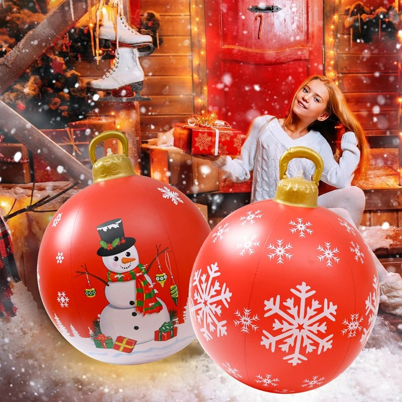 Christmas Giant Inflatable Christmas Ball Outdoor Inflatable Decor Snowman Santa Claus PVC Inflatable Decorated Transparent Ball-Serilas