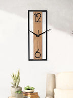 Rectangular wood grain wall clock for quiet decoration in homes and offices used in living rooms bedrooms and dining rooms-Serilas
