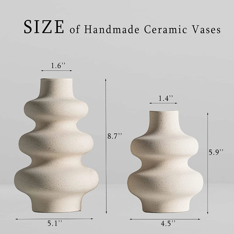 Nordic Style Ceramic Vase Modern White Dried Flower Vases Boho Home Decor Wedding Decoration Accessories Desktop Art Decorations-Serilas