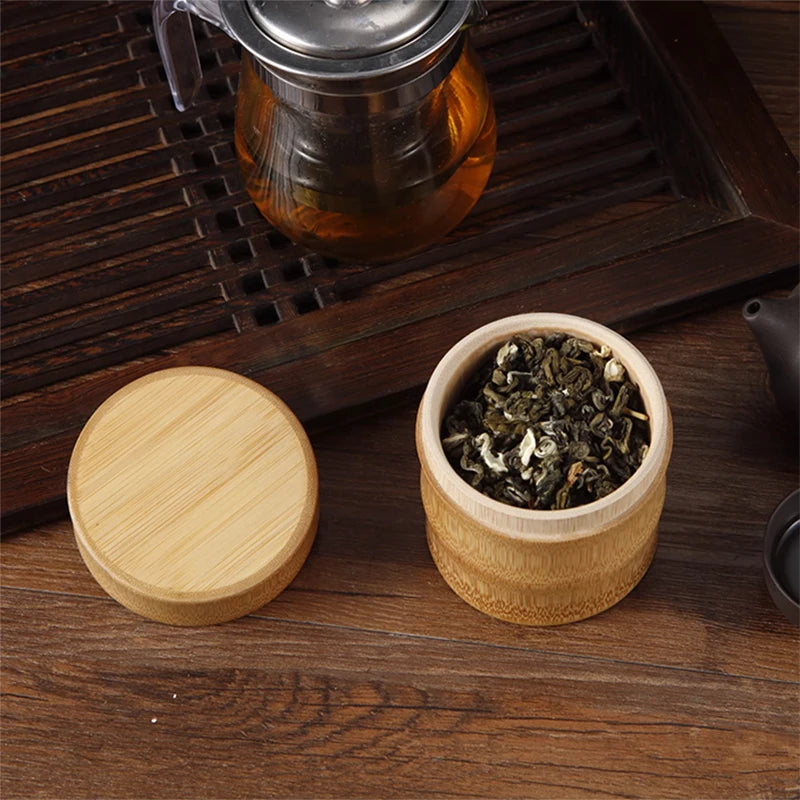 Natural Bamboo Food Storage Box Tea Nut Spice Storage Box Tea Canister Eco-friendly Organizer Jar Kitchen Containers-Serilas