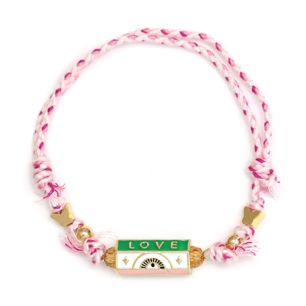 Lucky Eye Copper Enamel Turkish Evil Eye Charm Bracelet DIY Adjustable Rope Chain Bracelet for Women Men Girls Fashion Jewelry-Serilas