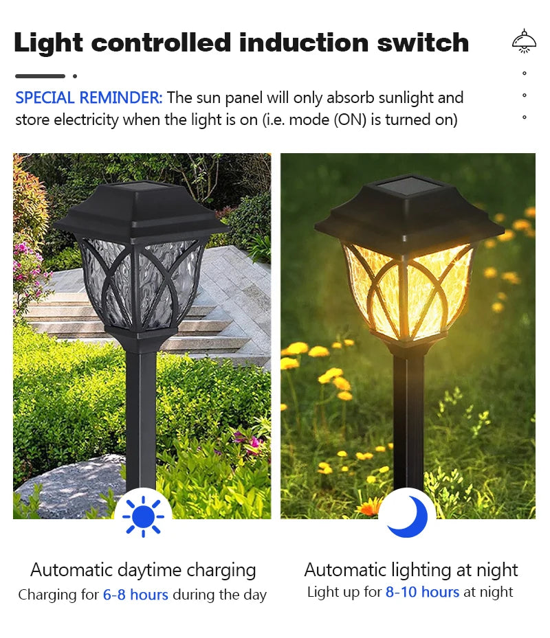 8 Pack LED Solar Courtyard Lamp Outdoor Waterproof Lawn Lights Solar Garden Paths Lane Landscape Lighting Decorative Lights