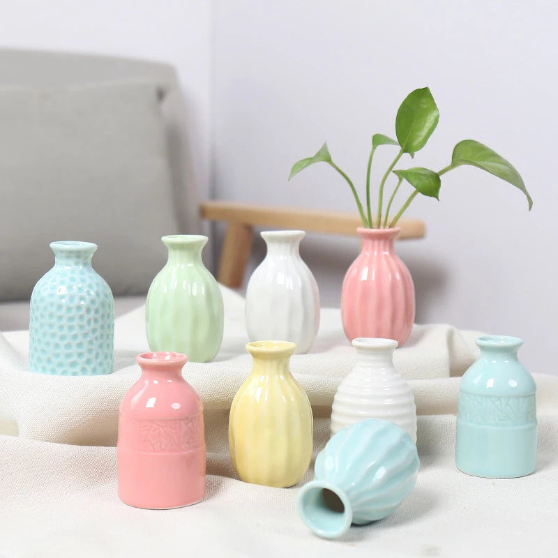 Ins Ceramics Flower Vase Nordic Hydroponics Vases Creative Room Decor Mini Flower Plant Bottle Pots Table Ornament Colorful Vase-Serilas