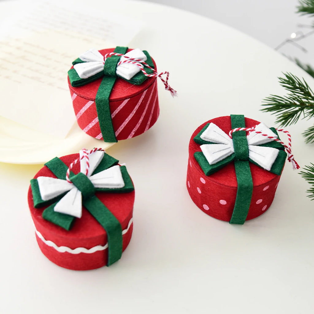 Christmas mini bow gift box gift wrapping accessories for Christmas tree Christmas home interior living room decoration items-Serilas