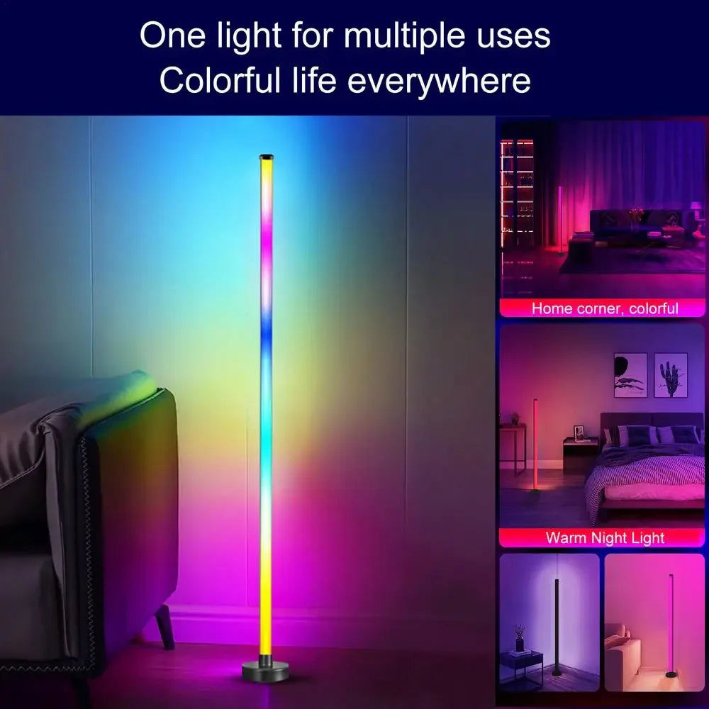 RGB Floor Lamp Modern Floor Lamp Music Sync 10W Standing Floor Lamp Ambient Lighting with App Remote Control for Bedrooms Living-Serilas