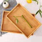 Wide Bamboo Organizer Tray Storage Bin with Handles for Cutlery Serving Spoons Cooking Utensils Teapot Teacup-Serilas
