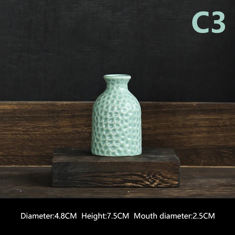 Ins Ceramics Flower Vase Nordic Hydroponics Vases Creative Room Decor Mini Flower Plant Bottle Pots Table Ornament Colorful Vase-Serilas