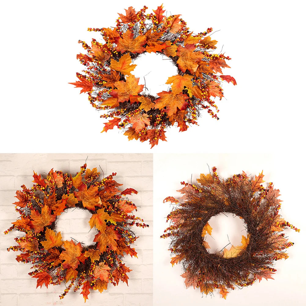 Door Decoration Autumn Decoration Christmas Celebration Weather Resistant Wreath For Seasons Festive Atmosphere-Serilas