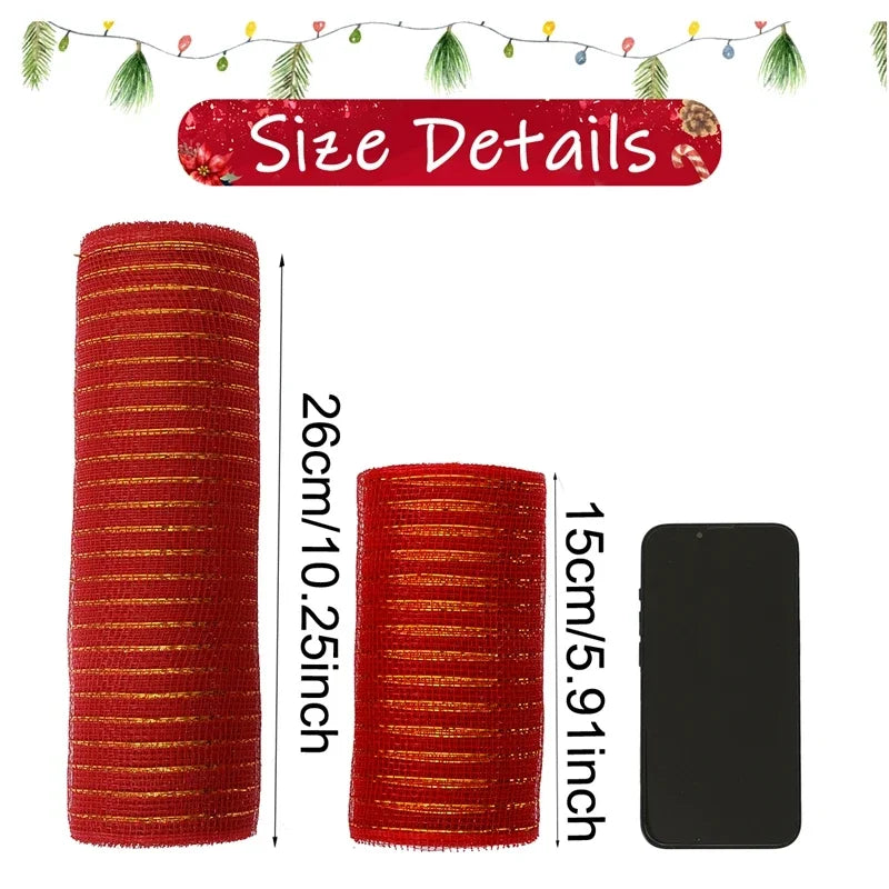 Christmas Tree Decorations Ribbon Mesh Ribbon for Wreath Bow Garland 2025 Christmas Decor Home Decor Gifts Navidad New Year 2026-Serilas