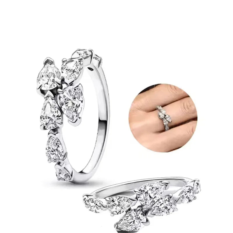 925 Silver Black Sparkling Eternity Ring Pink Heart Design – Women’s CZ Wedding Jewelry JZ017-Serilas