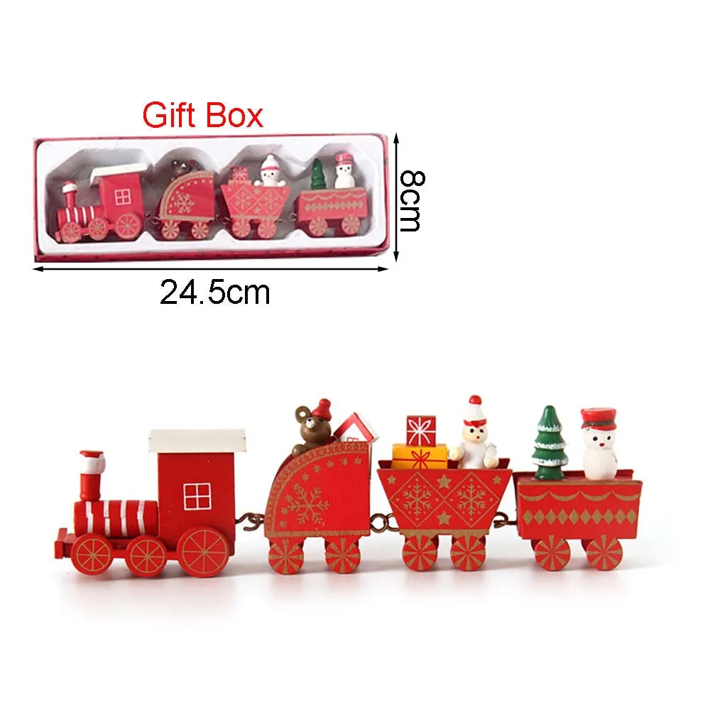 Christmas Wood Train Decoration,Christmas Ornaments With Moving Train,Home Noel,Happy New Year 2025 Gifts-Serilas