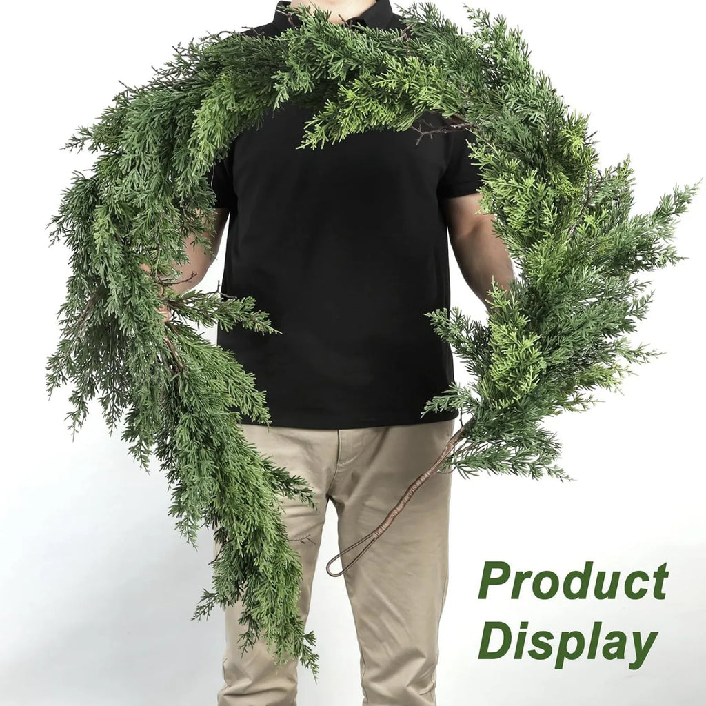 Christmas Garland Artificial Pine Garland For Outdoor Or Indoor Garden Green Fireplaces Holiday Party Decorations 1.8/1.9/2.7m-Serilas