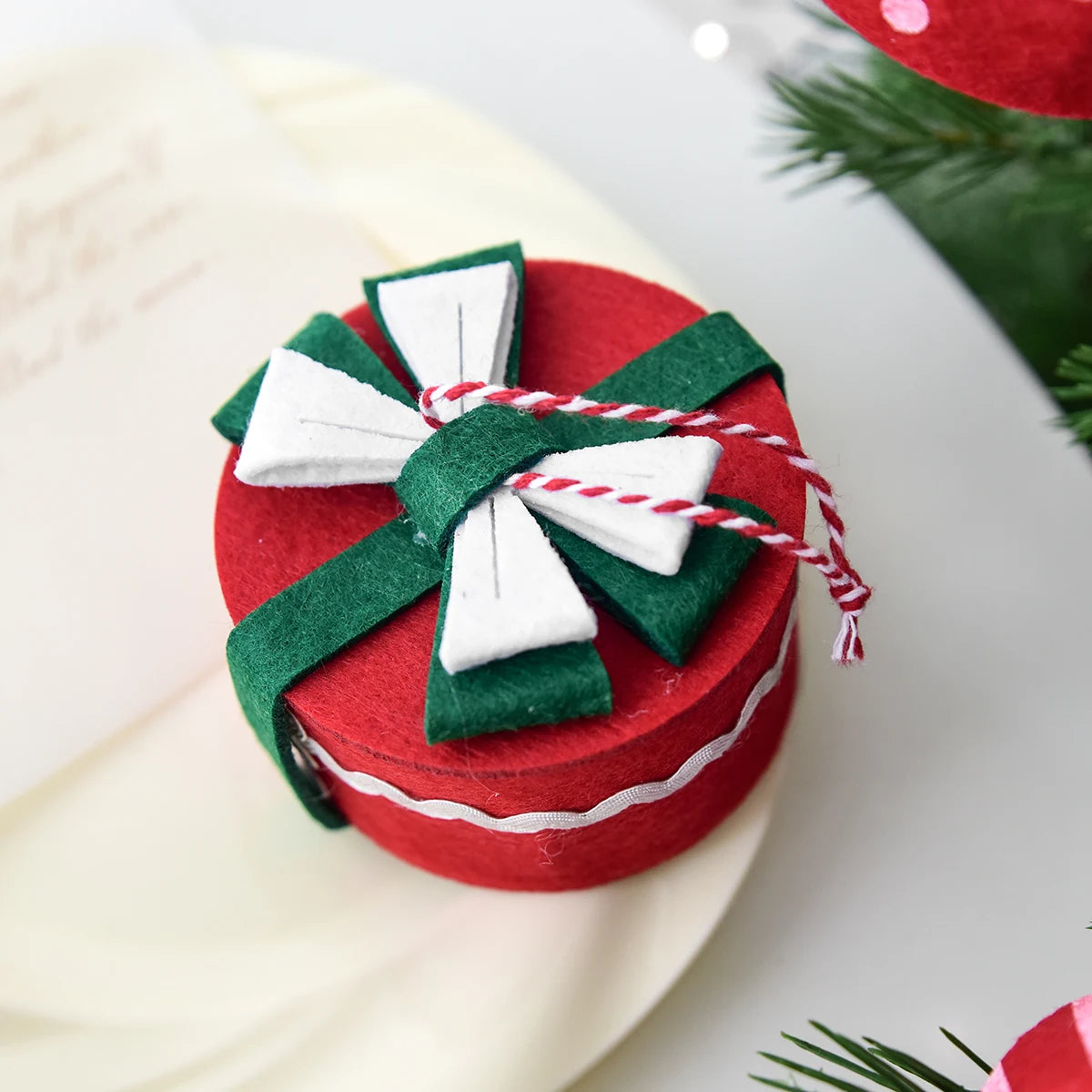 Christmas mini bow gift box gift wrapping accessories for Christmas tree Christmas home interior living room decoration items-Serilas