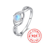 Cute Female Small Round Moonstone Infinity Ring Vintage Real 925 Sterling Silver Wedding Jewelry For Women-Serilas