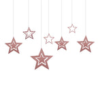 Rose Gold Hollow Star Paper Garlands Banner Hanging for Wedding Christmas Decorations Kids Birthday Party Supplies Baby Shower-Serilas