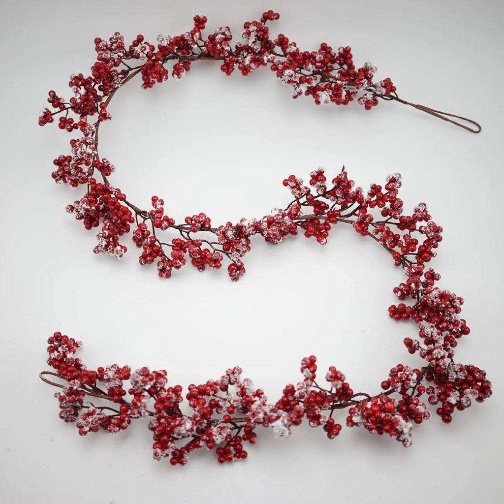 5.9ft/180cm Red Berry Christmas Garland Optional lighting Gold Silver Berry Artificial Garland Christmas Decoration for New Year-Serilas