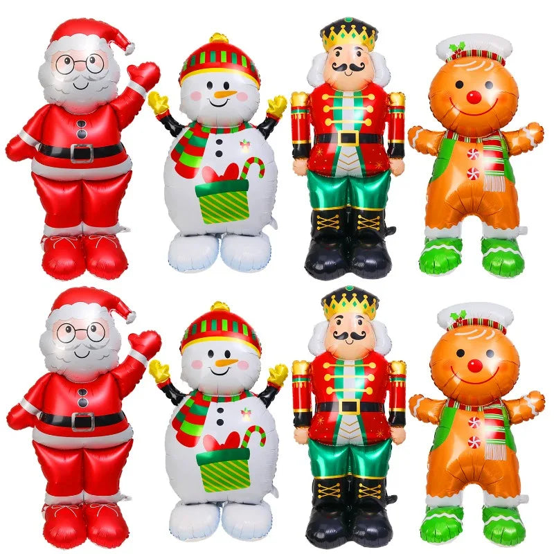 Christmas Large Standing Balloons 3D Inflatable Aluminum Foil Balloon Santa Claus Snowman Xmas Party Home Decors Supply Kid Gift-Serilas