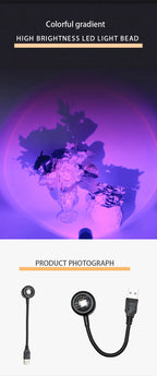 LED Sunset Lamp Nightlights USB Projector Birthday Party Decoration Mood Lights For Bedroom Living Room Wall Photography-Serilas