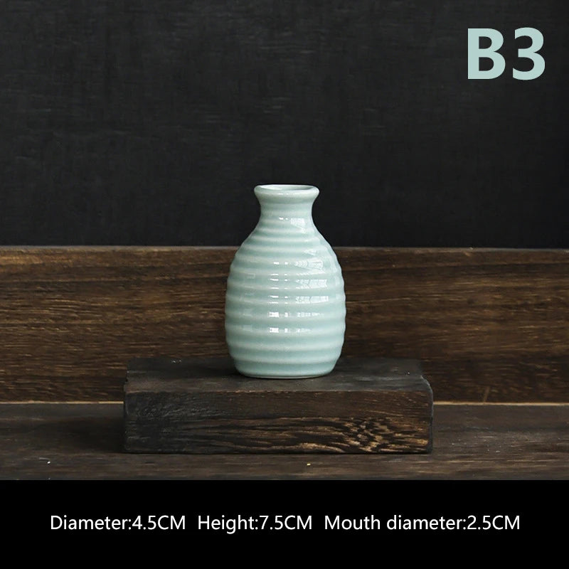 Ins Ceramics Flower Vase Nordic Hydroponics Vases Creative Room Decor Mini Flower Plant Bottle Pots Table Ornament Colorful Vase-Serilas