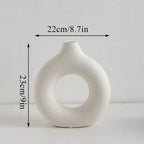 Nordic Vase Circular Hollow Ceramic Flower Vase For Home Living Room Decoration Accessories Interior Office Desktop Decor Gift-Serilas