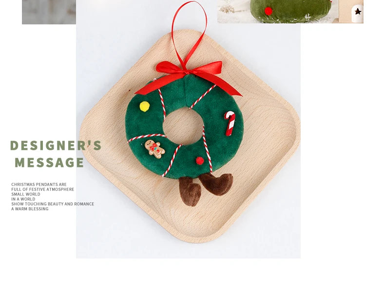 Christmas Decorations Christmas Tree Wreath Cake Wreath Shaped Plush Doll Ornament Holiday Decoration Home Decor for Christmas-Serilas