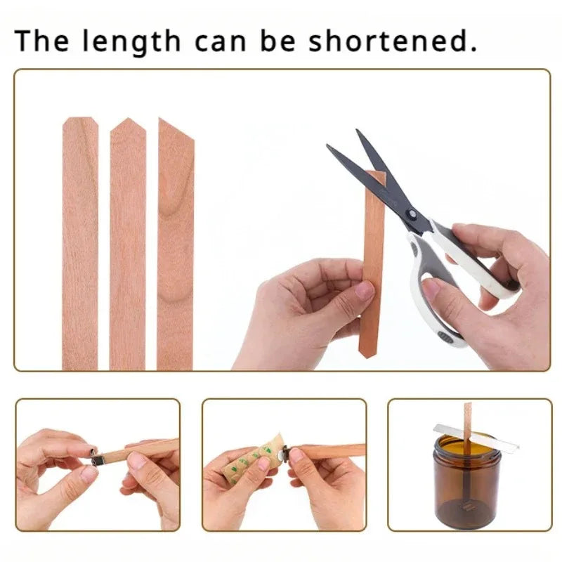 20pcs Wooden Candles Wick DIY Candle Making Kit Smokeless Candle Core with Clip Base Handmade Candle Wood Core Candlewick-Serilas