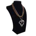 Chunky Gold Chain Necklace for Women Hypoallergenic Long Silver Love Heart Necklace Bold Statement Thick Puffy for Women Trendy-Serilas