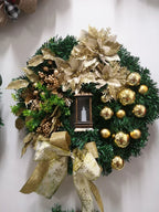 Christmas Wreath for Front Door Red Gold Window Wall Door Decorations 2024 Christmas Garland Ornament Guirnalda Navidad-Serilas