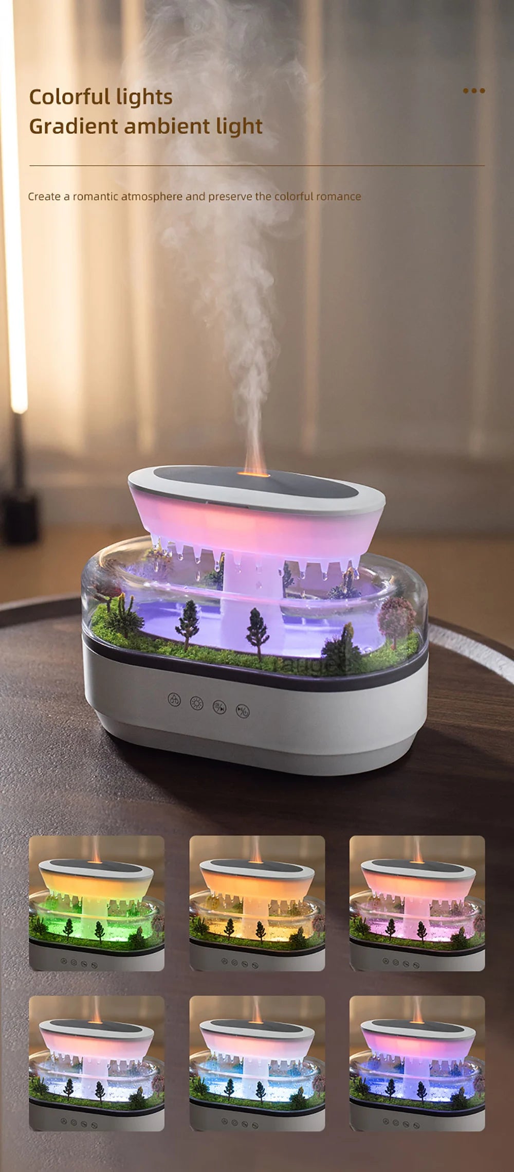 Aroma Air Humidifier Fragrance Essential Oil Diffuser for Home Raindrop Model Aroma Diffuser Humidifier with LED Colorful Light-Serilas