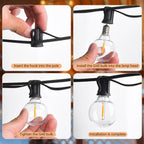 LED String Light G40 Shatterproof Light String IP44 Patio Light Outdoor Garland Light For Garden Wedding Decoration 18M 26M 45M-Serilas