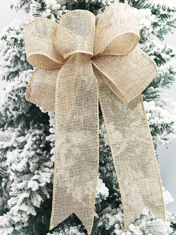 ?2pcs/pack?Christmas Tree Wreath Decoration Butterfly Knot Linen Butterfly Knot Christmas Tree Decoration DIY Handmade Materials-Serilas