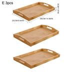 Wide Bamboo Organizer Tray Storage Bin with Handles for Cutlery Serving Spoons Cooking Utensils Teapot Teacup-Serilas