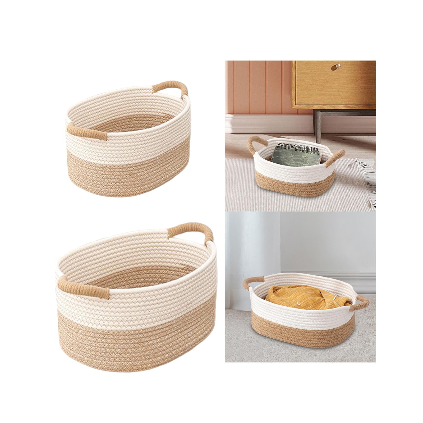 Rope Woven Baskets for Organizing Woven Rope Storage Basket Multifunctional Toy Basket for Desktop Nursery Office Bathroom Books-Serilas