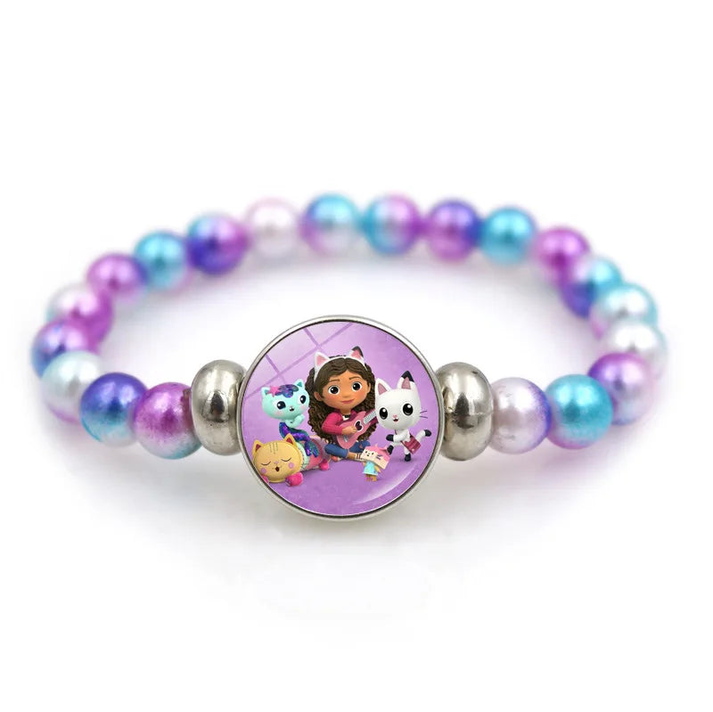 Gabby Dollhouse Heart Necklace Colorful Beaded Bracelet Cute Cartoon Anime Cosplay Jewelry Accessories Kids Girls Birthday Gift-Serilas