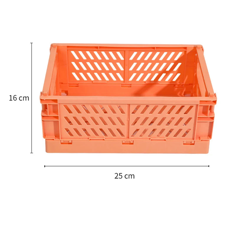 5 Color Organizing Storage Baskets Case Folding Student Desktop Basket Tape Stationery Plastic Foldable Container Storage Box-Serilas