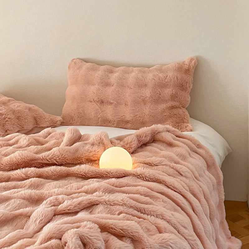 Luxury Faux Fur Rabbit Fur Thickened Blanket, Winter Soft Blanket Throw for Home Bed Sofa Cover 100X150cm 150X200cm 200X230cm-Serilas