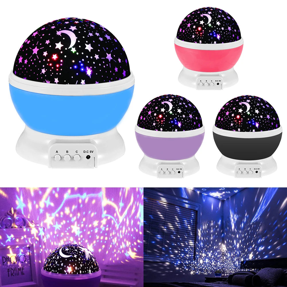 Night Lamp Projector Starry Sky Night Light Projector Baby Lamp Decor Rotating Starry Nursery Moon Galaxy Projector Table Light-Serilas